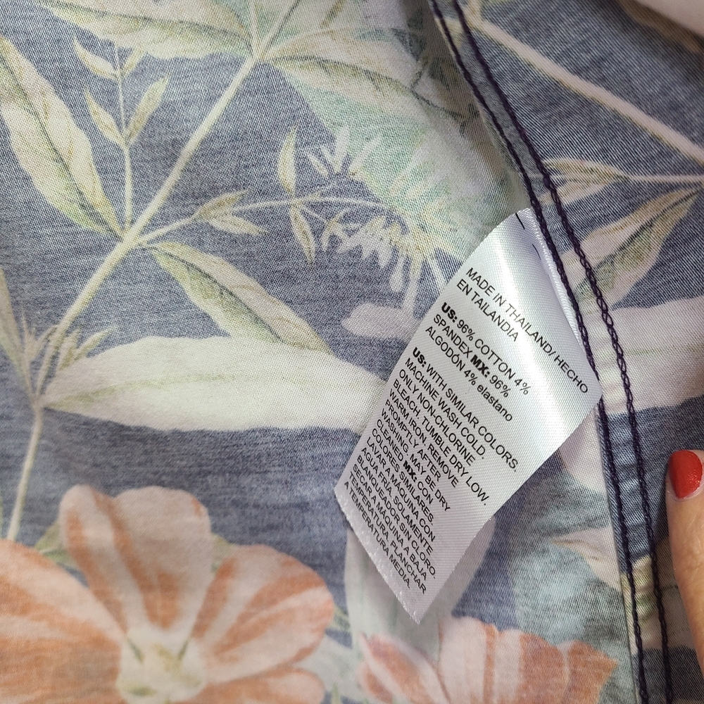 Chico's Vibrant Floral Button Down‎ Shirt - Purple, Orange, Cream - Picture 4 of 7